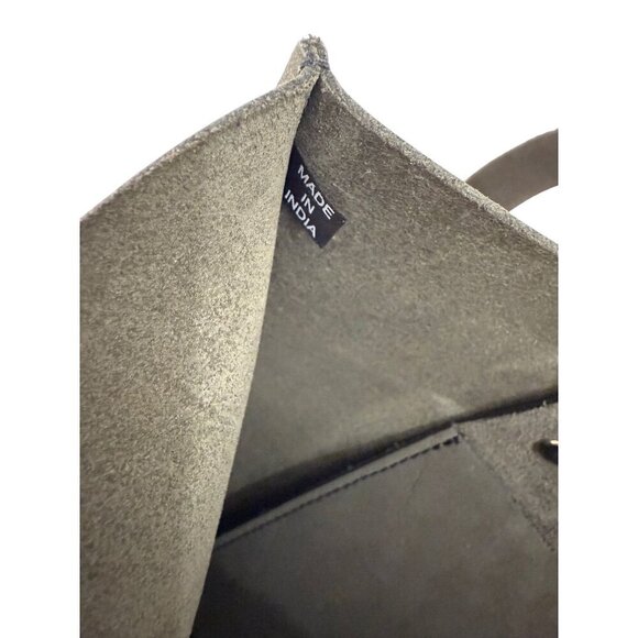 KIKO Leather Shopper Tote Bag Gray / Cocoa Minimalist Modern Purse 12x15 Travel - Picture 8 of 9